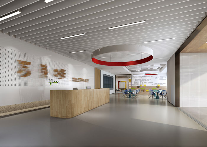 杭州集團公司辦公室前臺裝修設(shè)計效果圖